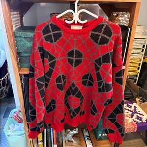 Red and Black Geometric Sweater